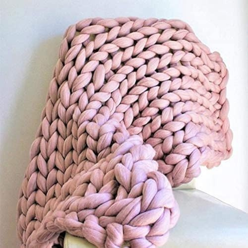 GDJGNUDK Chunky Knitted Blanket, Blanket Knitted Blanket Bedspread Throw Handmade pet Bed Chair Sofa, Arm Knit Blanket Bulky home Decor Gift(Pink,100 * 150cm)