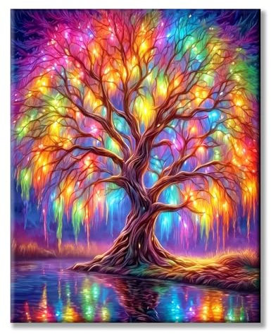 Malen nach Zahlen Erwachsene, Baum des Lebens DIY Handgemalt Ölgemälde Kit, Paint by Numbers Adult Mit 3 - Pinseln und Acrylfarbe Knitterfreie Leinwand set - 40 X 50 CM