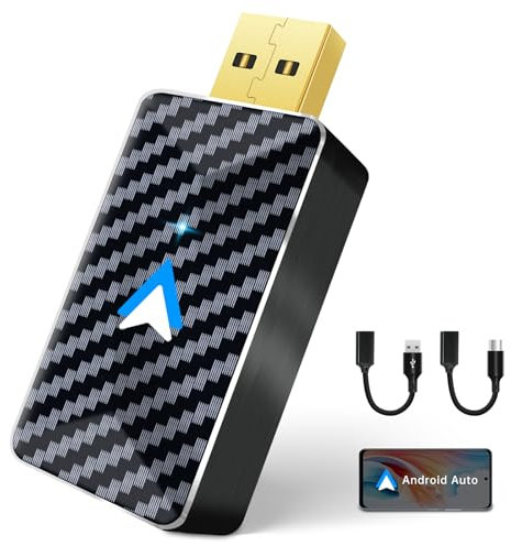 Milfra Adattatore Android Auto Wireless Converti Android Auto cablato in Wireless,Android Auto Stick per autos con Wired AA Android 11-14,5GHz WiFi USB C/A, Plug & Play Mini Placcato oro Nero