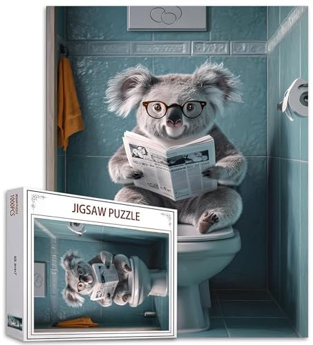 1000 Stück Koala Toilette Zeitungspuzzle für Erwachsene Tier WC Puzzles Wildlife Toilette Puzzle 27×20 Zoll herausfordernde Familie Aktivität Spiele Bunte DIY Craft Puzzle für Home Decor Geschenke