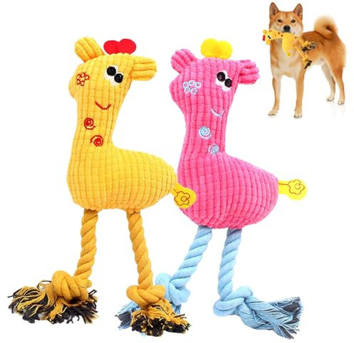 Zliger Hundespielzeug, 2 pcs Welpenspielzeug, Hundespielzeug Unzerstörbar, Plüsch Kauspielzeug, Baumwollseil interaktives Spielzeug für Welpen, kleine, mittlere Hunde (Rosa, Himmelblau)