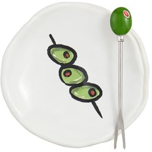 Mud Pie Tapas-Teller, Gabel-Set, 10,2 cm Durchmesser, 10,2 cm, Weiß