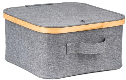 G21 Aufbewahrungsbox, 30 x 30 x 15 cm, aus Bambus, mit Deckel, Grau
