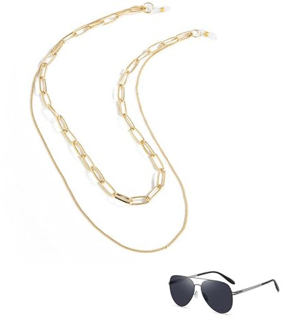 Brillenketten Gläser Sonnenbrille Lanyard Halter Brillenkette für Damen Sonnenbrillen Lesebrillen Brillen Cord Brillenkette Brillen für Sonnenbrillen Und skibrillen Zubehör für Frauen (GOLD HIP POP)