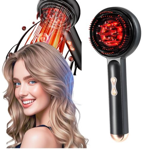 Scalp Massaging Brush, 3 in 1 Electric Scalp Massager with Red Light Therapy, Hair Oil Applicator, 3 Modes, Cordless Portable Shiatsu Head Care Vibration Massage Comb for Hair Growth, Head Relaxation