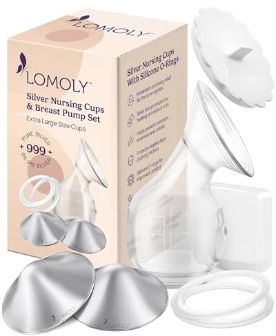 LOMOLY Tasses d'allaitement en argent pur 999 | Cache-tétons en argent pur | Cache-tétons en argent avec protège-seins, tire-lait mains libres (taille XL : 2,1 x 0,7)