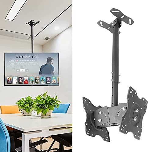 SQMGFA Universal TV Stand, Rolling Floor TV Stand With Mount, Mobile TV Cart With Wheels For 37-75 Inch TVs, Sturdy Wooden Base, Height Adjustable Trolley Decoration