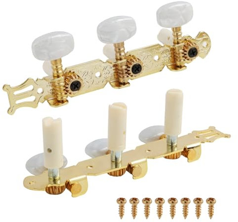 2 Stück Gitarre Saiten Stimmwirbel 3L + 3R, Mechaniken Stimmwirbel Knöpfe für Gitarrensaiten, Stimmgeräte Ersatzteile für Akustikgitarren, Akustische Folk-Klassikgitarren Saiteninstrument-Zubehör