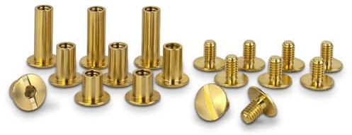 PrecisionGeek - Tornillos para encuadernación CNC de 10 mm en latón, remaches de latón - Remaches de tornillo de Chicago con 5 mm de diámetro de vástago - Remaches para atornillar