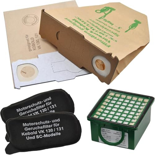 10 Sacchetti per Aspirapolvere Vorwerk Folletto 130 131 131SC con 1 Filtro Hepa e 2 Filtri motore