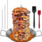 Al Pastor - Brocheta vertical de acero inoxidable, soporte vertical brasileño con 3 picos extraíbles (22.9 cm/25.4 cm/33.0 cm) y cepillos, para tacos Al Pastor, kebab Shawarma, ahumador, horno, platos