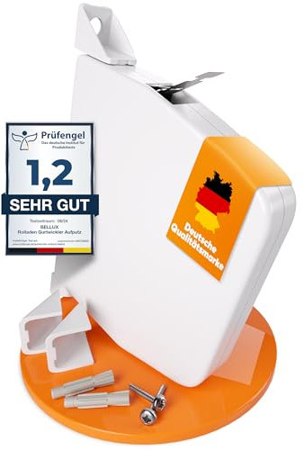 Bellux Gurtwickler Aufputz 5 Stück mit Einfädelautomatik - 180° schwenkbar - Für 14mm Rolladengurt - inkl. Abdeckkappen & Montagematerial - Lochabstand 153mm - Weiß (ohne Gurt)