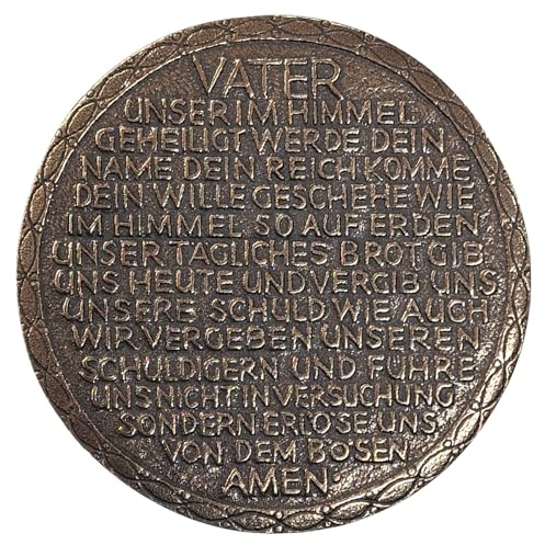 Herzmensch Vater unser im Himmel Gebet Bronze Wandbild Relief 12,5 cm rund religiöses Bild zum Aufhängen Kunsthandwerk Deko christlich