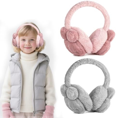 Kuchisity 2er-Pack Kinder Warme Ohrenwärmer, Verstellbarer Ohrenschützer | Winter Plüsch Ohrenschützer Verstellbarer Outdoor Ohrenschützer