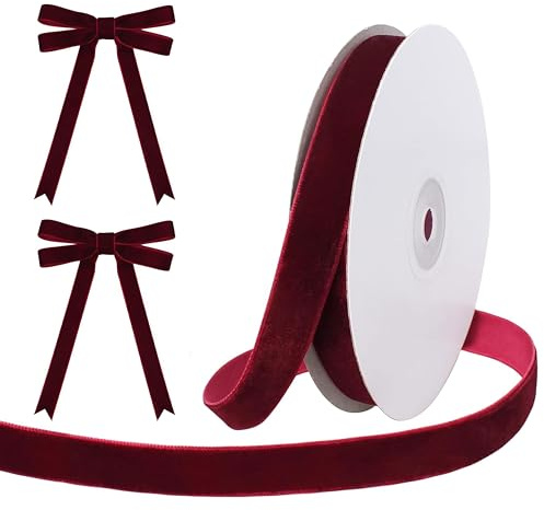 Zosutetoxo 10 Yard Burgunder Satinband 1.6cm Breite Dunkelrot Weihnachtsband für Geschenkverpackung Weihnachtsbaum Deko Bastelband