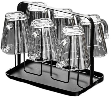 Dh2yjnbf3 Juego de 6 vasos de agua de vidrio con asas y soportes, juego de tazas de vidrio con forma de flor de 7 oz.(Transparent)