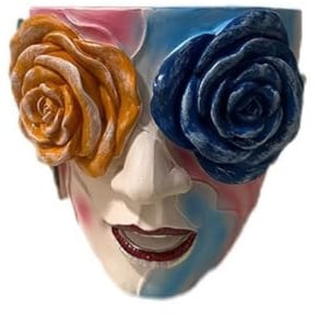 Hrlace Gesicht Blumentopf Bunter Rose-Gesicht Pflanztopf aus Kunstharz Abstraktem Sukkulenten Topf niedliches Blumentöpfe Pflanzgefäß für Innen und Außenbereich Zuhause Garten Geschenk