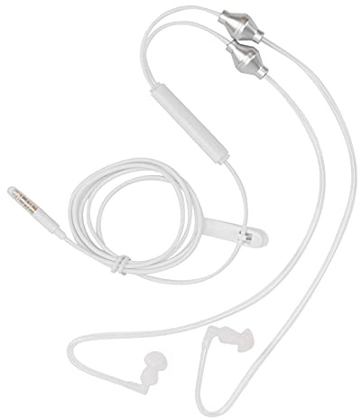 HUSHUI Air-Tube-Kopfhörer, Kabelgebundener Kopfhörer mit Freisprechmikrofon und EIN-Aus-Play-Stopp-Schalter, für IOS-Telefone mit 3,5-mm-Klinkenstecker (Weiß)