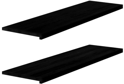 Davanzale per finestra, 2 pezzi, marrone scuro, 140 x 40 x 2 cm, legno massello di quercia, davanzale per piante