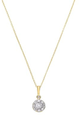 Lucardi - Damen 14 Karat Gelbgoldkette mit 10 Diamanten 0,05ct - Halskette - 585 Gold - Gelbgold legiert - 45 cm - Nickelfrei