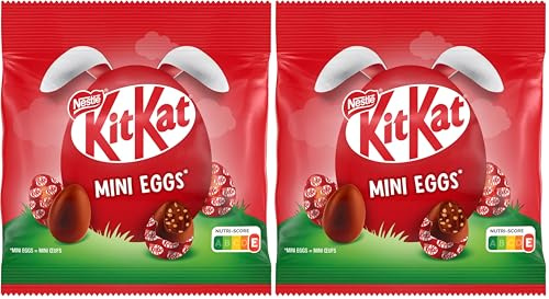 Nestlé KITKAT Mini Eggs, kleine Schokoeier aus Milchschokolade mit cremiger Füllung und Knusperstückchen, 2er Pack (1 x 89g)