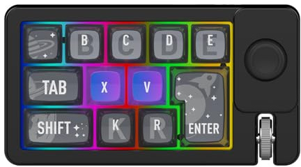 YUEHISY Teclado Macro Programable, Teclado Macro Compacto de 12 Teclas con Rueda de Desplazamiento Perilla, Inalámbrico 2.4G y USB C, Intercambiable en Caliente, para Juegos de Trabajo