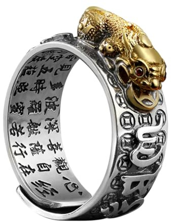 NIYANGLE Dekorativer Kupfer Fingerring für Männer, Offener Glücksring | 1 Stück, Verstellbare Ringgröße, Herren Schmuck, Passend zu Vater und Valentinstag