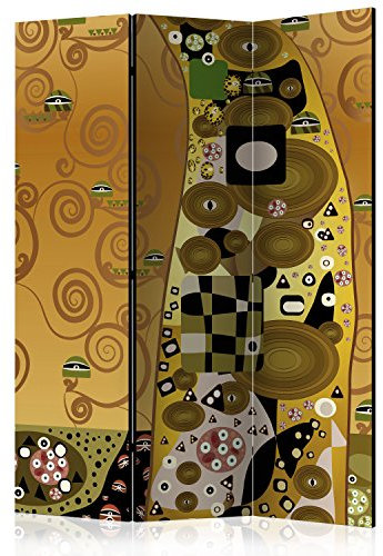 murando Raumteiler Abstrakt Foto Paravent 135x172 cm einseitig auf Vlies-Leinwand Bedruckt Trennwand Spanische Wand Sichtschutz Raumtrenner braun beige gelb l-C-0003-z-b