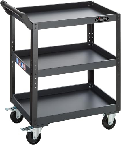 VIGOR Servicewagen, V4758, Länge 763 mm, Breite 443 mm, Höhe 843 mm | Länge 763 mm, Breite 443 mm, Höhe 843 mm, 19000 g, L x B x H: 763 mm x 443 mm x 843 mm, Tragkraft pro Boden: 40 kg