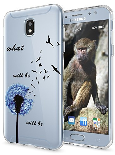 NALIA Custodia compatibile con Samsung Galaxy J5 2017 (EU-Model), Motivo Cover Protezione Silicone Trasparente Sottile Case, Morbido Ultra-Slim Protettiva Bumper Guscio, Designs:Dandelion Blu