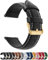 Fullmosa 12 Farben Uhrenarmband, Axus Serie Lederarmband Ersatz-Watch Armband mit Edelstahl Metall Schließe für Herren Damen 18mm,Schwarz mit golden Schnalle