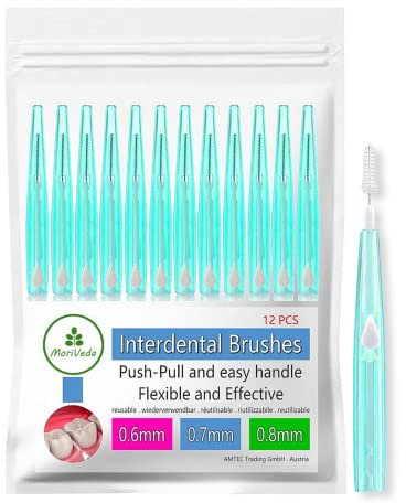 MoriVeda® NP-Vital spazzolini interdentali - set di 12 (0,8 mm) I spazzolini interdentali per un'igiene orale pulita I funzione push-pull
