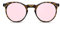 Cheapass Occhiali da Sole Rotondi con Montatura a Stampa Leopardo con Lenti a Specchio Rosa UV400 da Donna