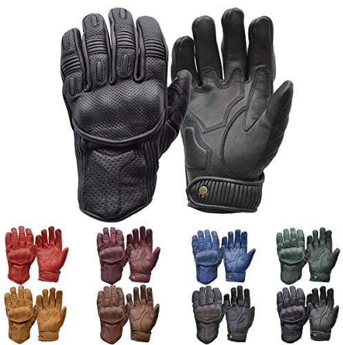 Goldtop Silk & Unlined Predator CE APPROVED Leather Motorcycle Gloves - Black (M - 8)