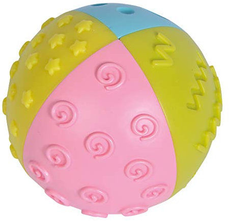 Simba 104010006 - ABC Entdeckerball 4-fabig, Kunststoffkugel mit verschiedenen Oberflächen zum Fühlen und Entdecken, 8cm, Babyspielzeug ab 6 Monaten, S