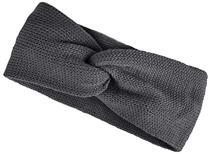 Neverless® Damen Stirnband Strick Winter Knoten Ohrenschutz Knite Headband dunkelgrau unisize
