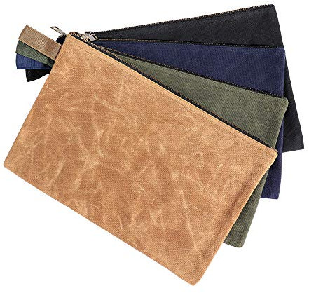 1 Set wasserdichter Werkzeugbeutel aus strapazierfähigem gewachstem Segeltuch, Werkzeugtasche 12.5X8.4 Zoll (4 Pack)