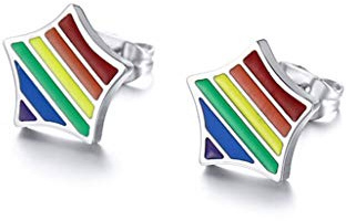 LGBT Regenbogen Ohrstecker Gay Pride Schwul Homosexual Homosexuell Damen Herren Ohrstecker Edelstahl Regenbogenfarben Ohrringe