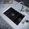 Comite 1.5 Bowl Inset or Undermounted Kitchen Sink - Over Size: 670x440x206mm - with WASTES - Matt Black