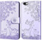 Aisenth Case for iPhone 6/iPhone 6S (4.7 inch), Embossed Sika Deer Floral Animal Design PU Leather Flip Wallet Case Protective Magnetic Cover with Card Slots + 1 Wrist Strap (Purple)