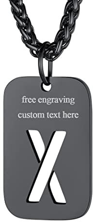 FindChic Schwarz Dog Tag X Kettenanhänger Militärische Erkennungsmarke Halskett mit Ihr Wunschgravur für Valentinstag Party