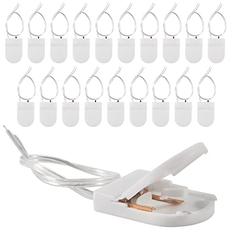 20pcs cr2032 Battery Holder, CR2032 Battery Holder with Switch, Coin Cell Holder, 1 x 3V CR2032 Button Coin Cell Battery Holder with Leads On Off Switch (White)