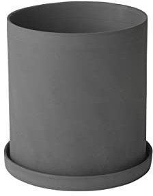 blomus -Nona- Kräutertopf Size L, Sanfter Grauton, Elegantes Wohnaccessoire, Farbe Pewter 66517