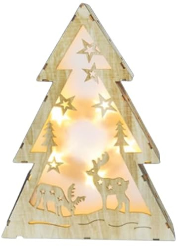 Bambelaa! Deko Weihnachten Aus Holz Mit LED Hologrammeffekt Beleuchtet Weihnachtsbaum Fensterbeleuchtung Stehend