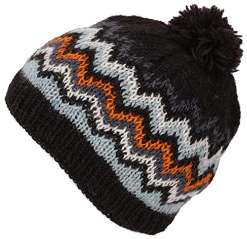 GURU SHOP Beanie Mütze, Bommelmütze aus Nepal, Wintermütze - Modell 9, Herren/Damen, Wolle