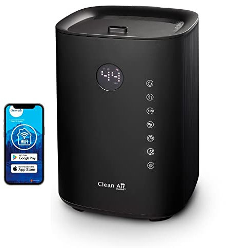 Clean Air Optima CA-604 Smart Top Filling - 3 en 1:Humidifcateur, purificateur d'air et aromathérapie! - Capacité min.120 ml/h - max.400 ml/h! - Idéal pour les pièces jusqu'à 55m²/140m³ (Black)
