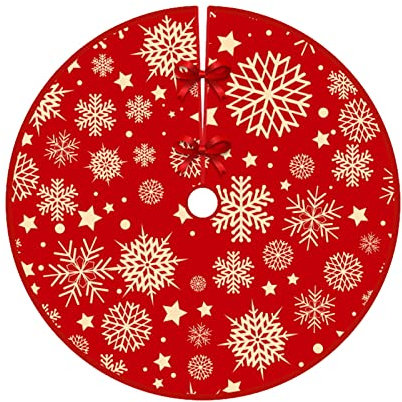 FeiliandaJJ Weihnachtsbaumdecke Rot 90CM Christbaumdecke Rund Weihnachtsbaum Decke Christbaum Weihnachtsbaum Rock Christbaumständer Teppich Weihnachten Baumdecke Deko Ornamente (C, 90CM)