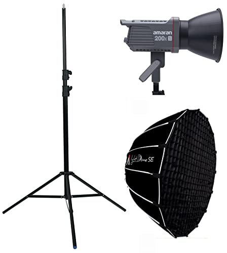 Aputure Amaran 200X-S with Light Dome SE Softbox Light Stand Kit, 200W Bi-Color 2700-6500k LED Video Light with Bowens Mount Sidus Link App Control for Video Production
