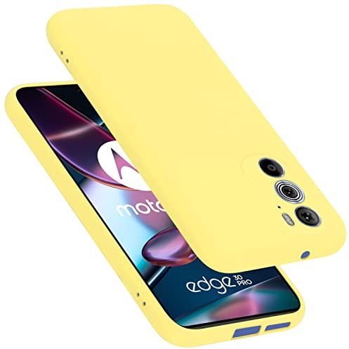 Cadorabo Hülle kompatibel mit Motorola Edge 30 PRO/Edge+ Hülle Silikon Handyhülle für Edge 30 PRO/Edge+ Case aus flüssigem Silikon- Kratzfeste und stoßfeste dünne TPU Schutzhülle - Liquid GELB