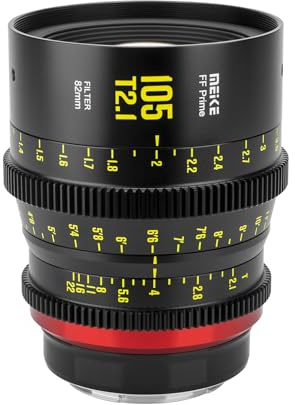 Meike 105 mm T2.1 Vollrahmen manueller Fokus Weitwinkelobjektiv für Canon EF Mount und Cine Camcorder ZCAM E2-F6, E2-F8, Canon EOS C500 Mark II und S35 EOS C100 Mark II, EOS C200, Zcam E2-S6 6K